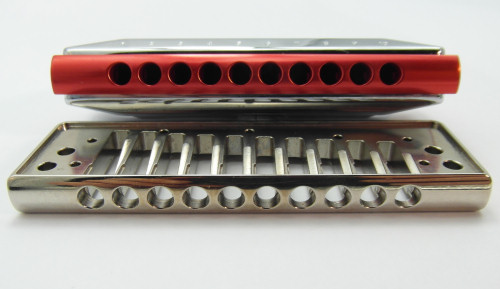 BlueX Red Aluminium and Chromed Brass Combs